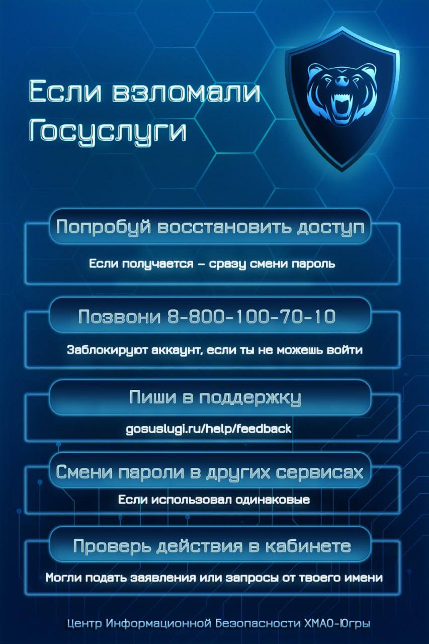 Если взломали Госуслуги.